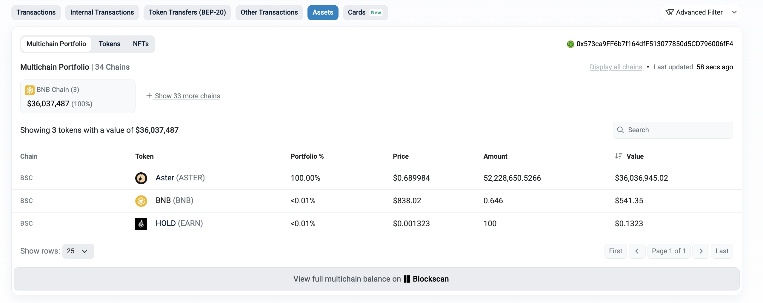 ASTER Stage 4 buyback address. Source: BscScan